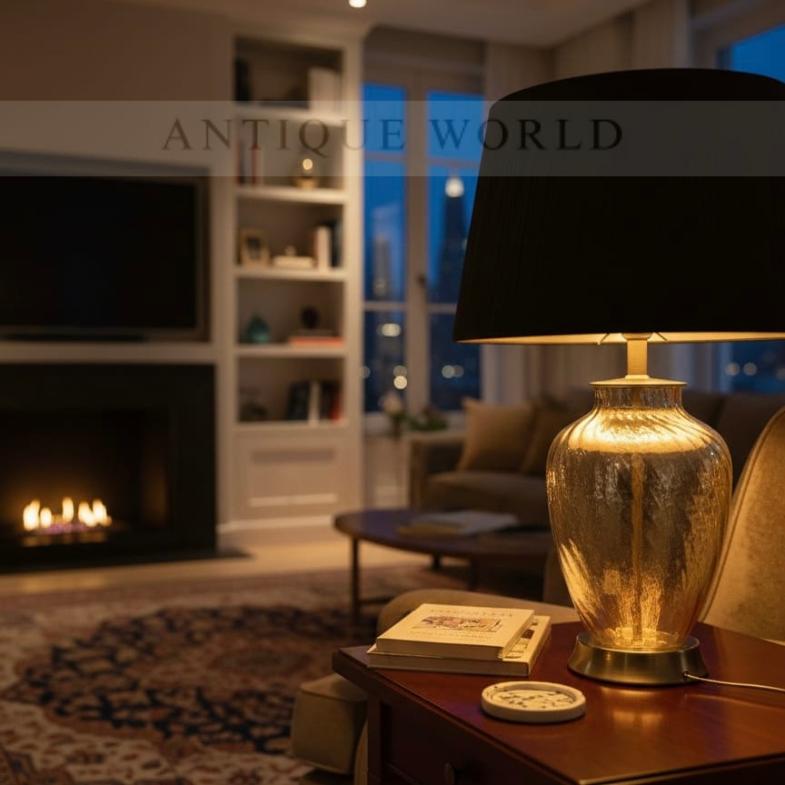 Golden Textured Crystal Table Lamp ( Pair )