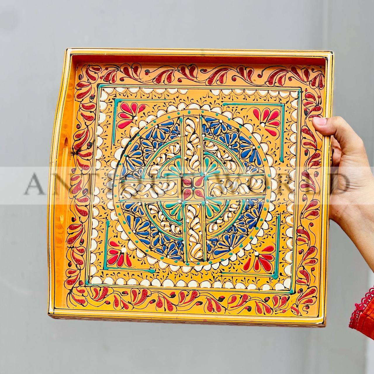 Traditional Naqshi Art Square Shaped Serving Tray