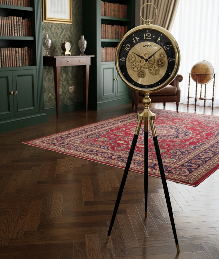 Swiss Vintage Phase Tripod Mounted Floor Clock