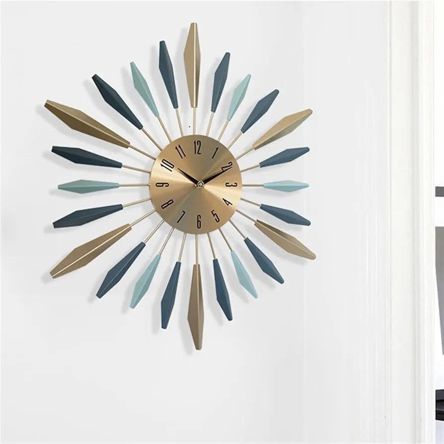 Luxe Metal Wall Clock Living Room