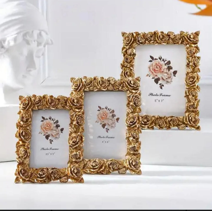 Gold Antique Roses Border Photo Frame