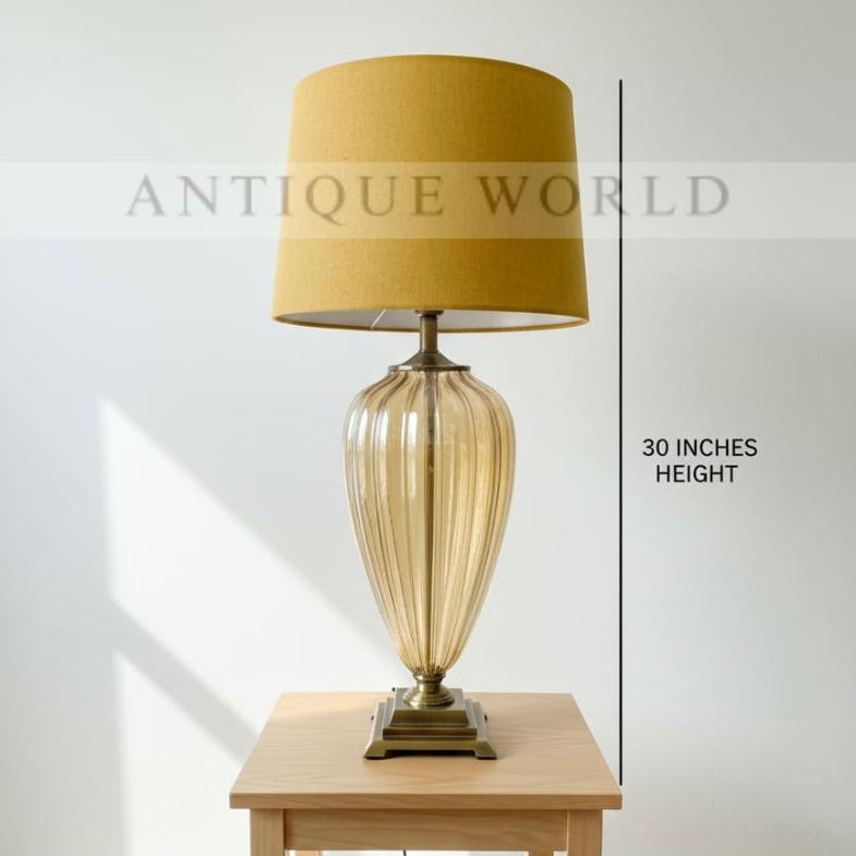 Luxurious Side Table Lamp with Golden Swirl ( Pair )