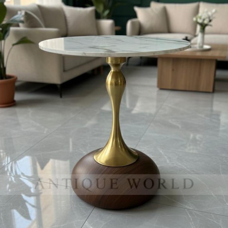 Luxury Round Side Table with Marble Top