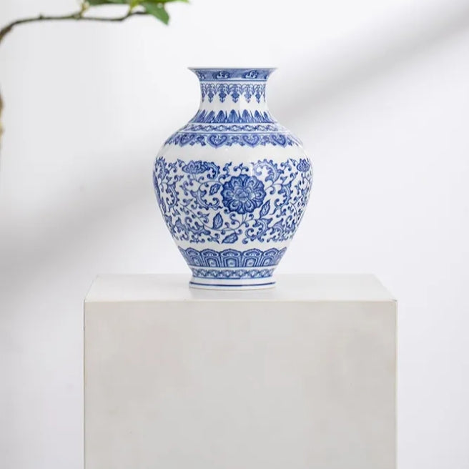 Blue and White Ginger Jar Vase