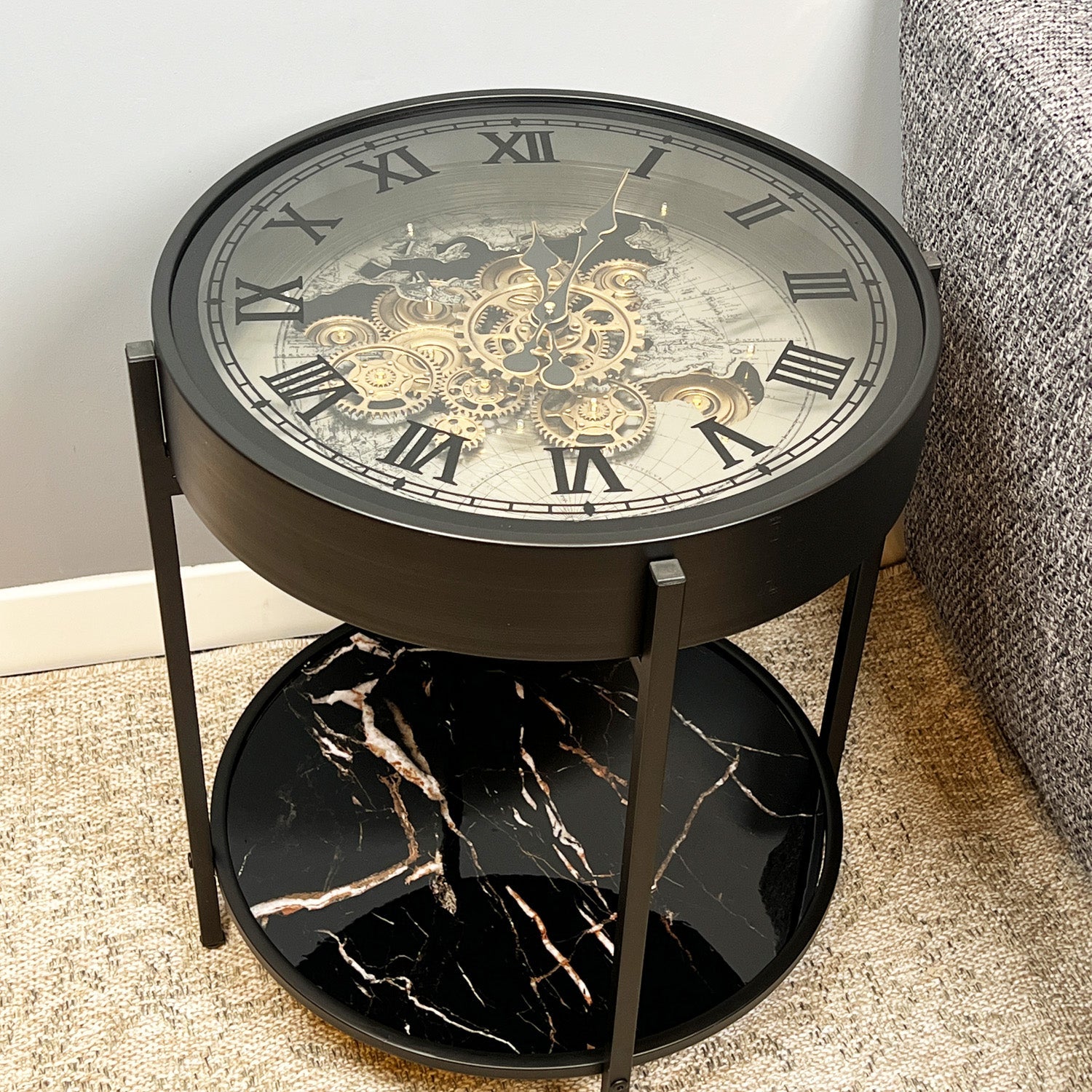 Antique Table Clock With Shelf