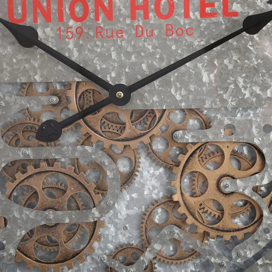 Real Moving Gears Retro Wall Clock