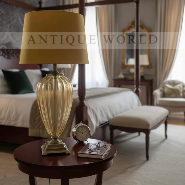 Luxurious Side Table Lamp with Golden Swirl ( Pair )