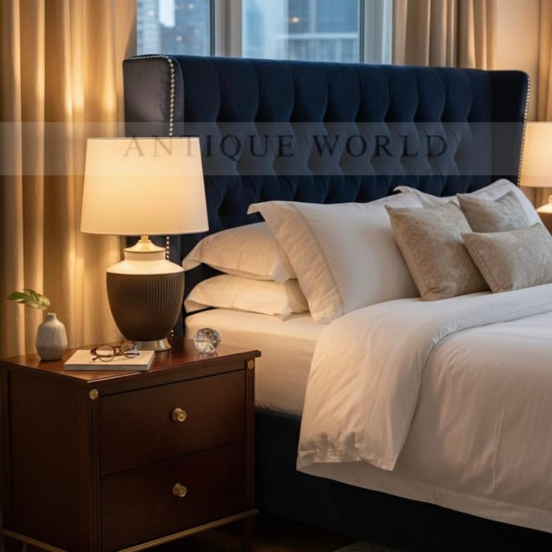 Amber Swirl Bedside Lamp with Simple Drum Shade