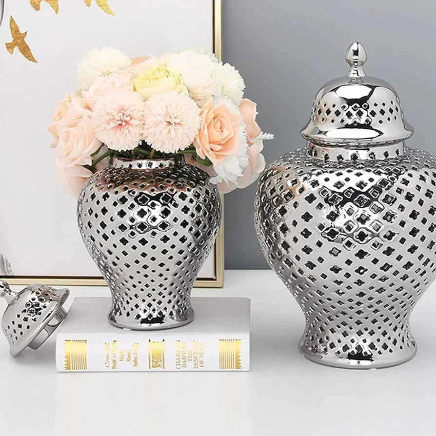 Decorative Ginger Jar with Lid ( Set of 2 )