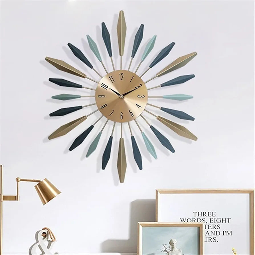 Luxe Metal Wall Clock Living Room