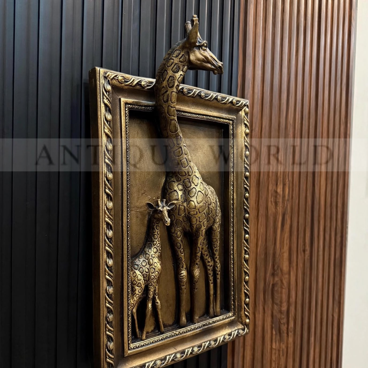 Golden Giraffe Family Elegance Wall Art