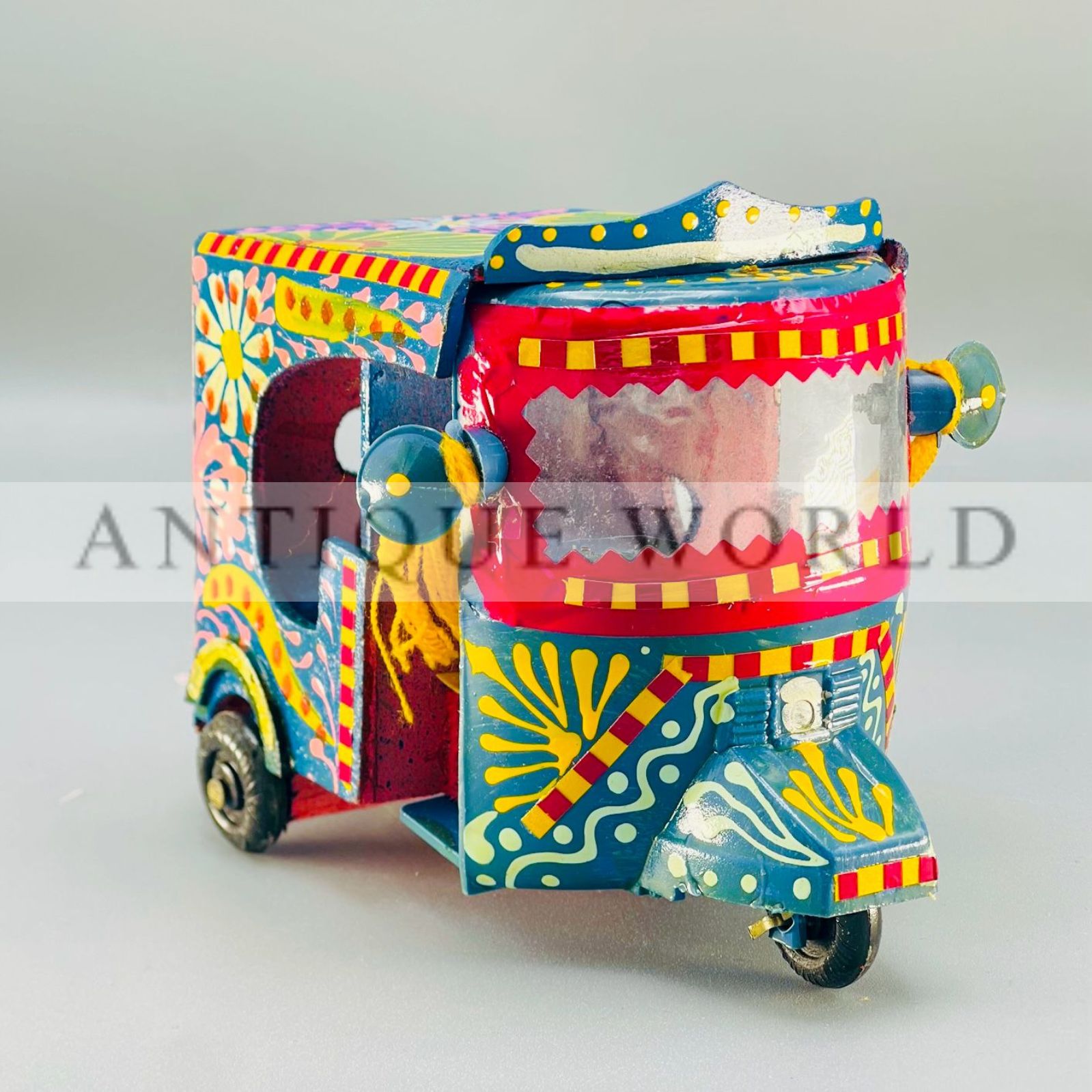 Hand Painted Miniature Rickshaw Model