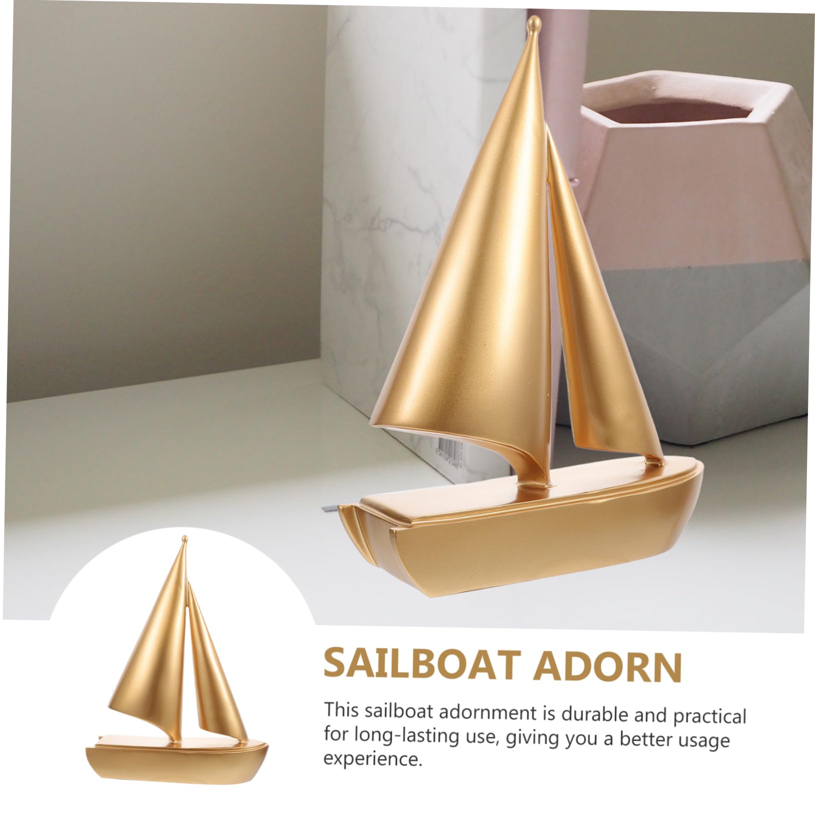 Modern Sailing Boat Statue Collectible Ornament Resin