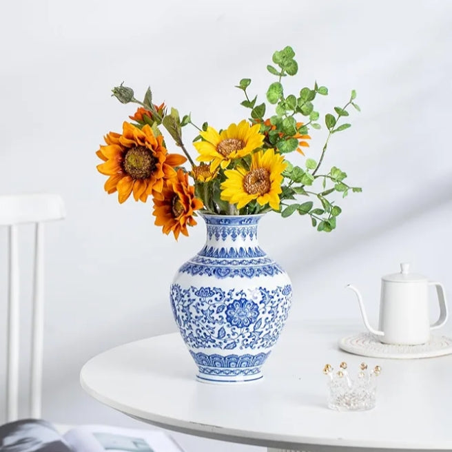 Blue and White Ginger Jar Vase