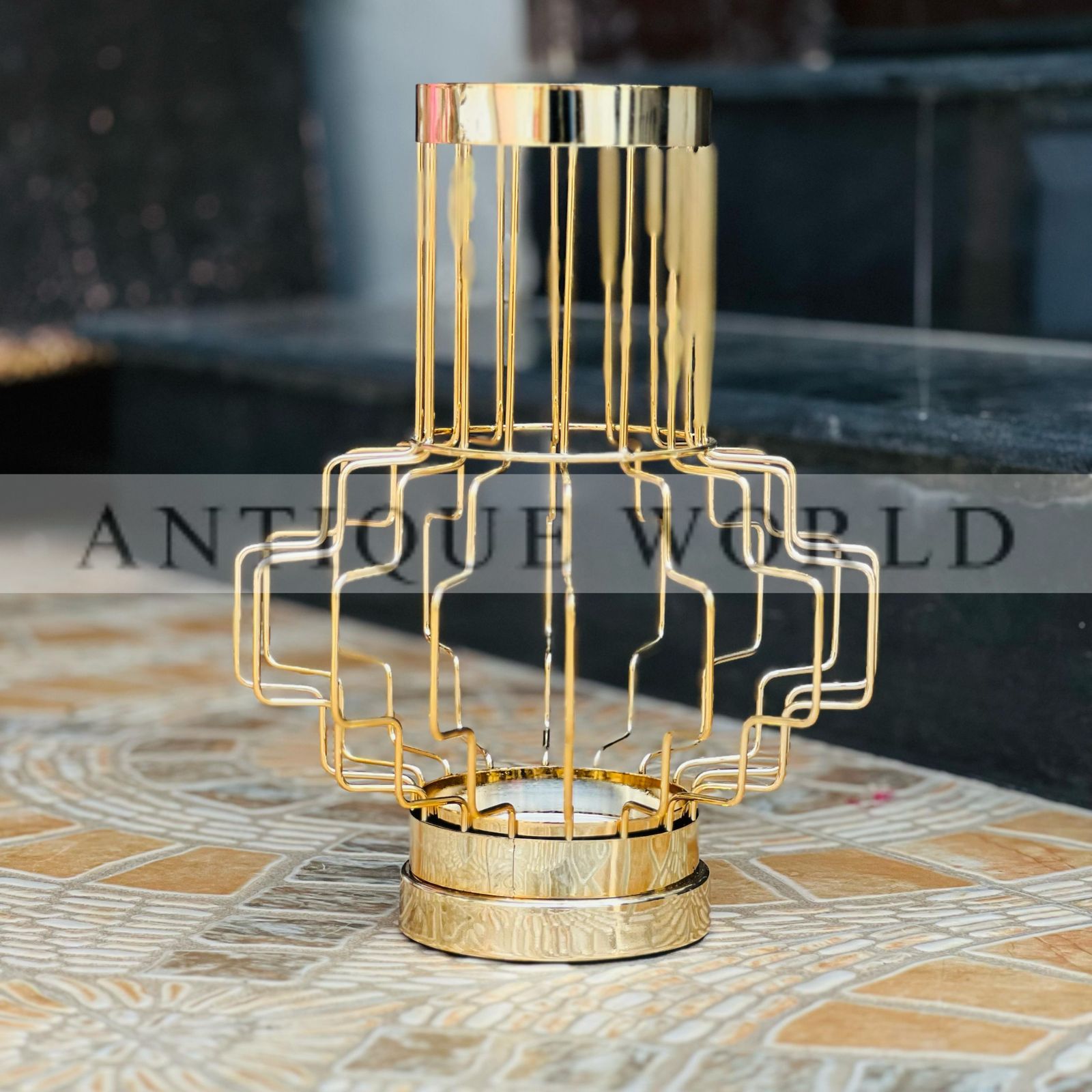 Gold Bamboo Glass Candle Stand