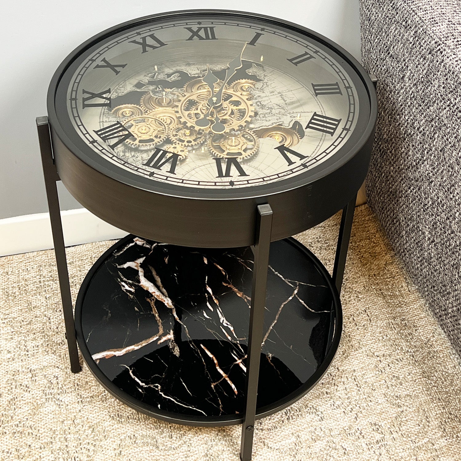 Antique Table Clock With Shelf