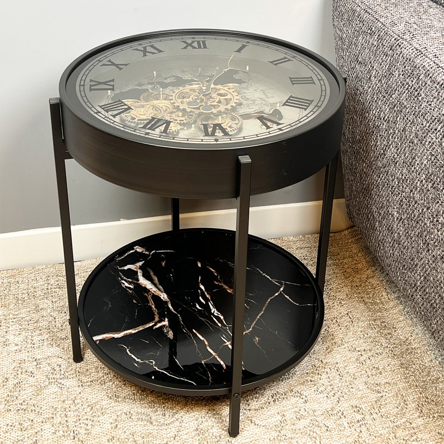 Antique Table Clock With Shelf