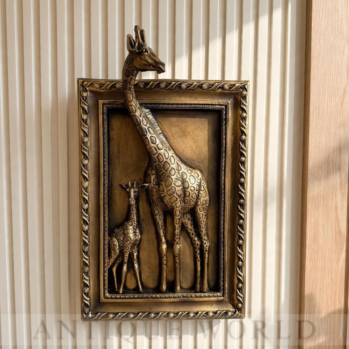 Golden Giraffe Family Elegance Wall Art
