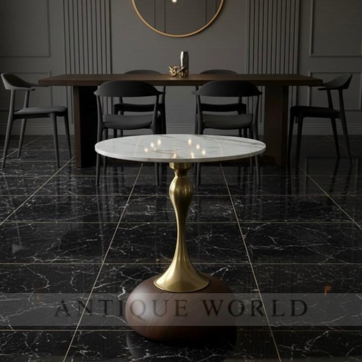 Luxury Round Side Table with Marble Top