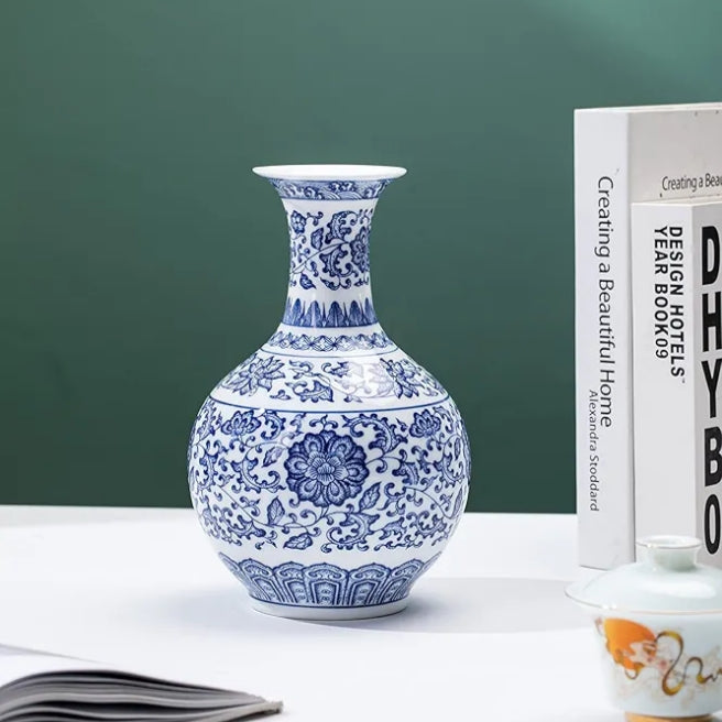 Blue and White Ginger Jar Vase