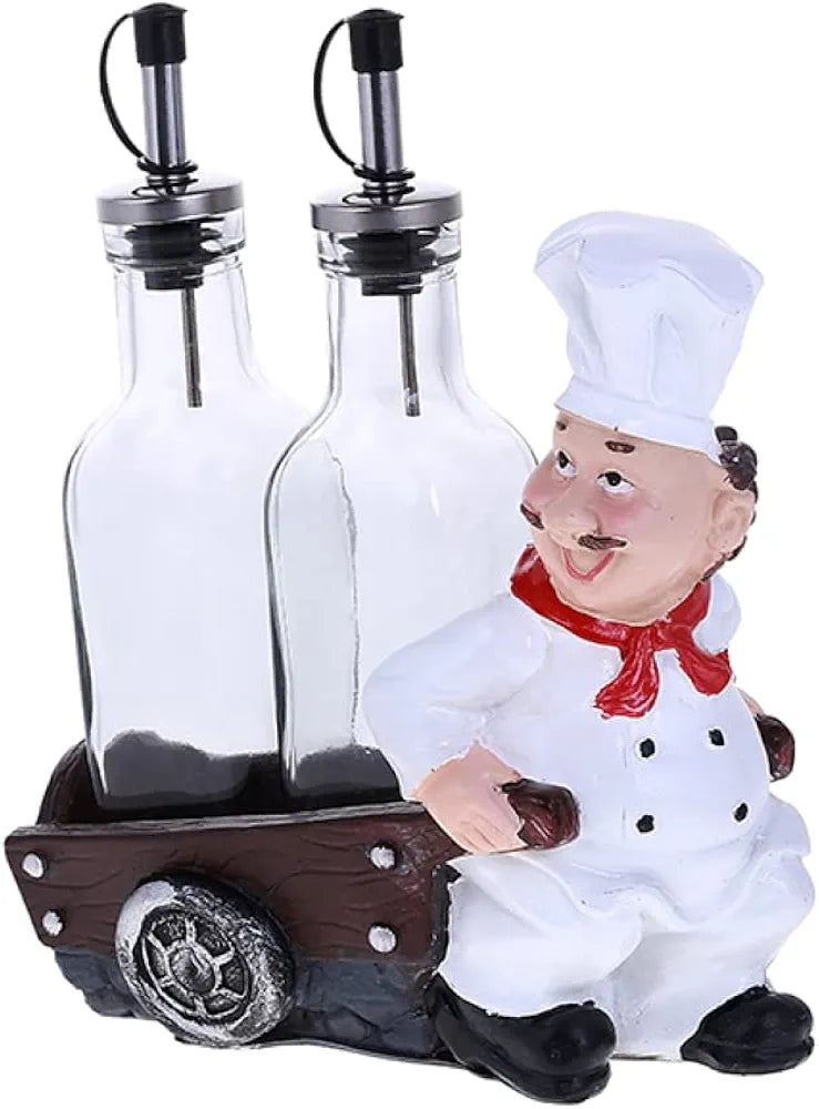Chef Oil & Vinegar 2 Bottle Dispensers and Bottle Holder