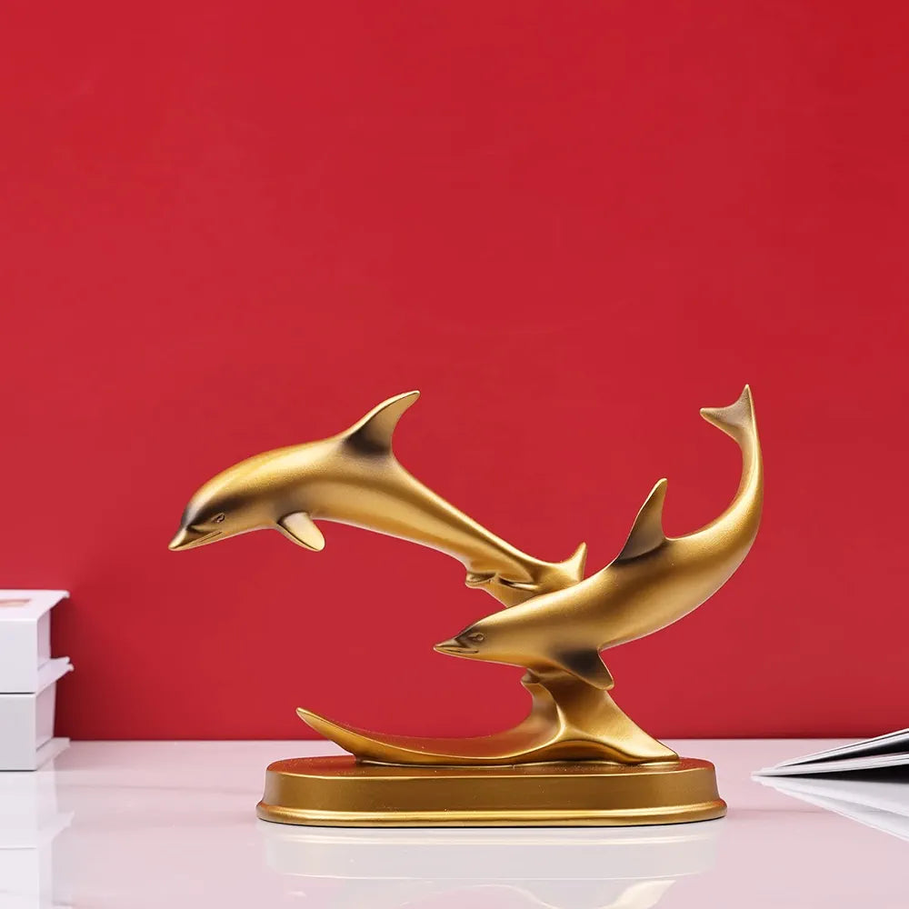 Gold Dolphin Model Statue