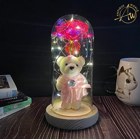 LED Eternal Teddy Bear Rose Decor