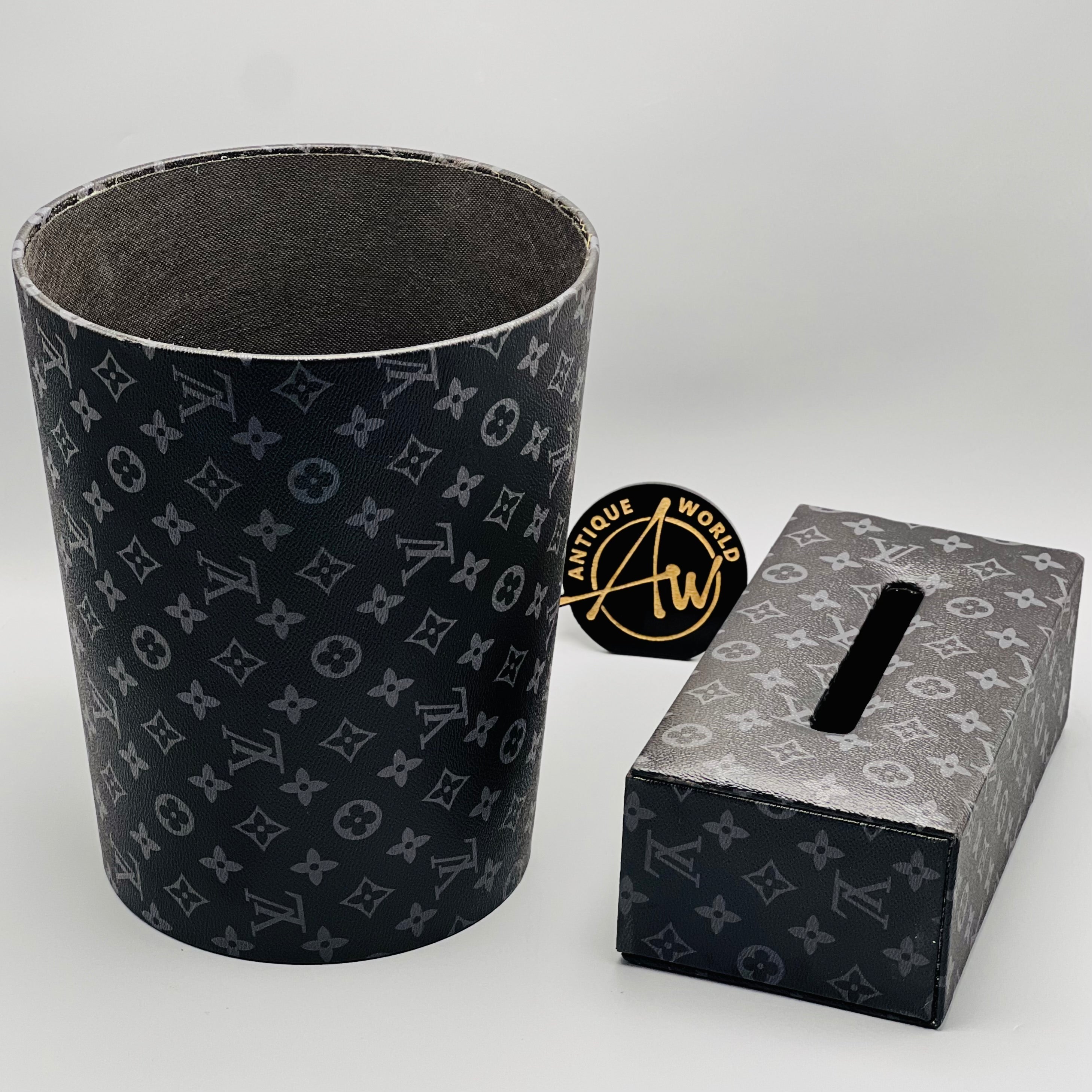 Louis  Vuitton Monogram Round Basket and Tissue Box Set