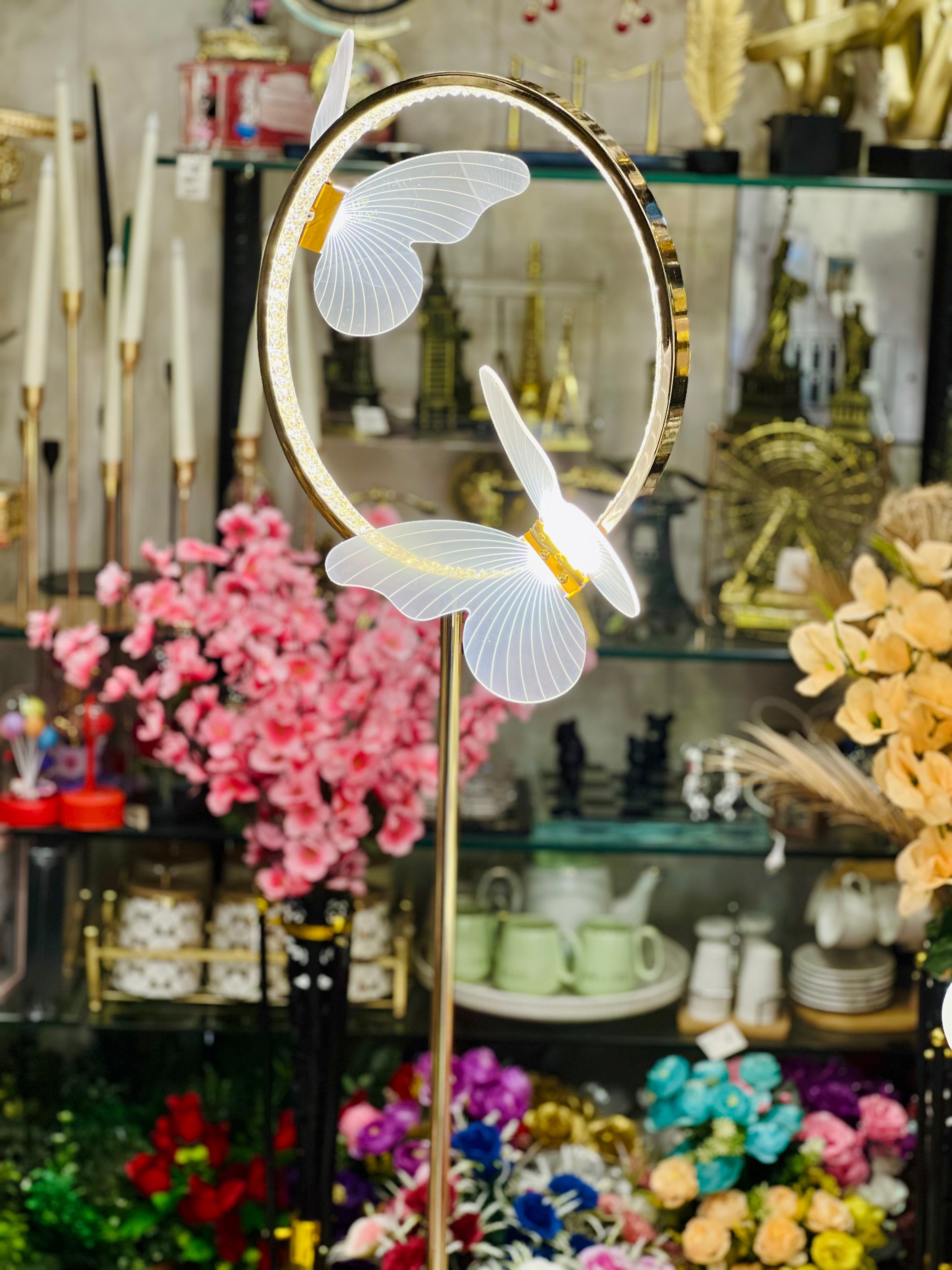Metal Round Butterfly Floor Lamp