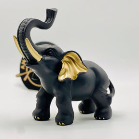 Resin Black Elephant Statue ( Set of 2 )