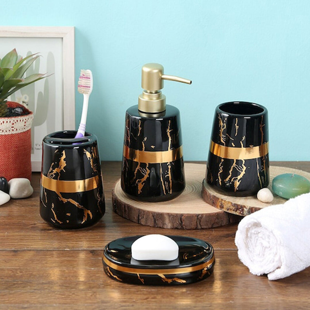 Marble Designed Bathroom Accessories Set