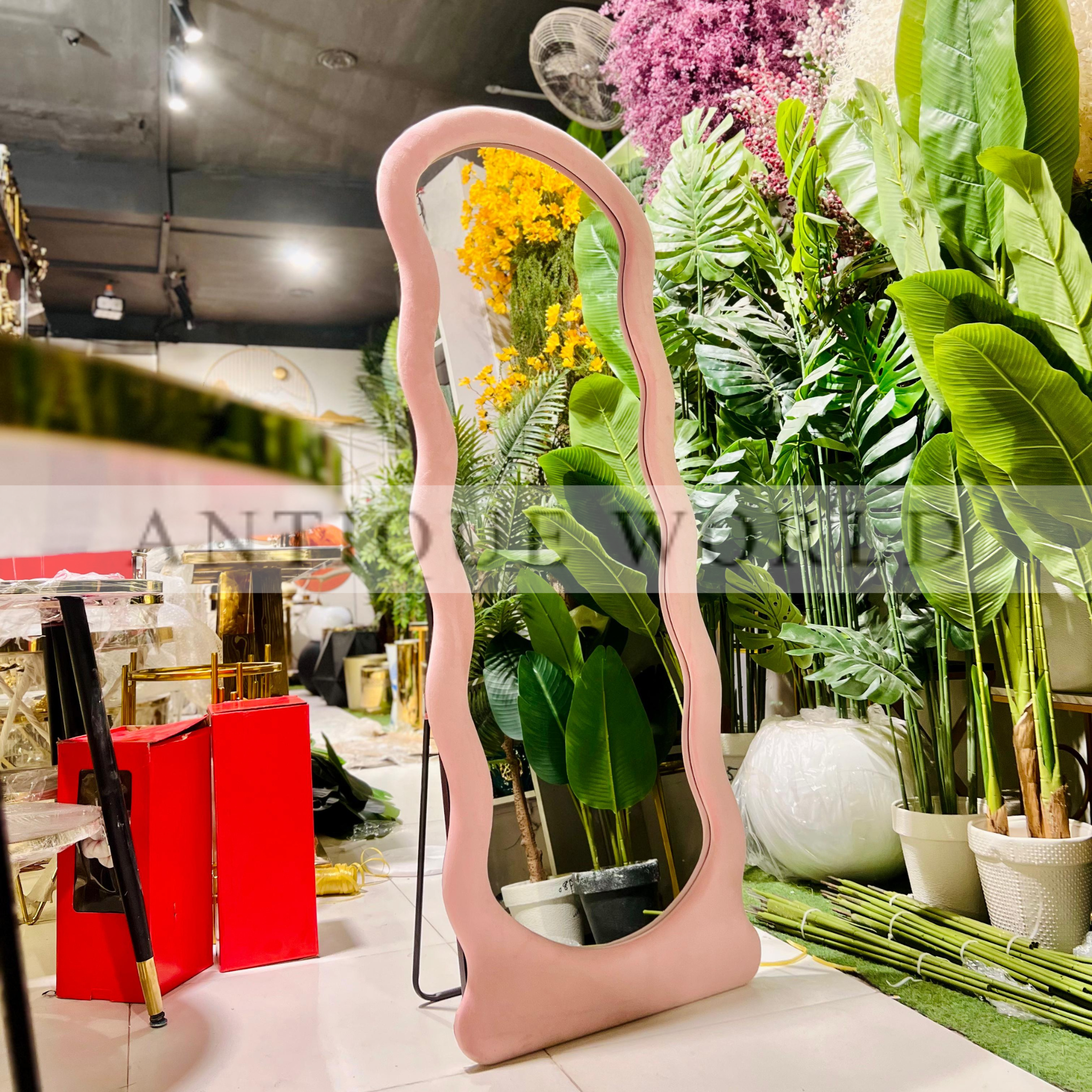 Blush Wave Floor Mirror