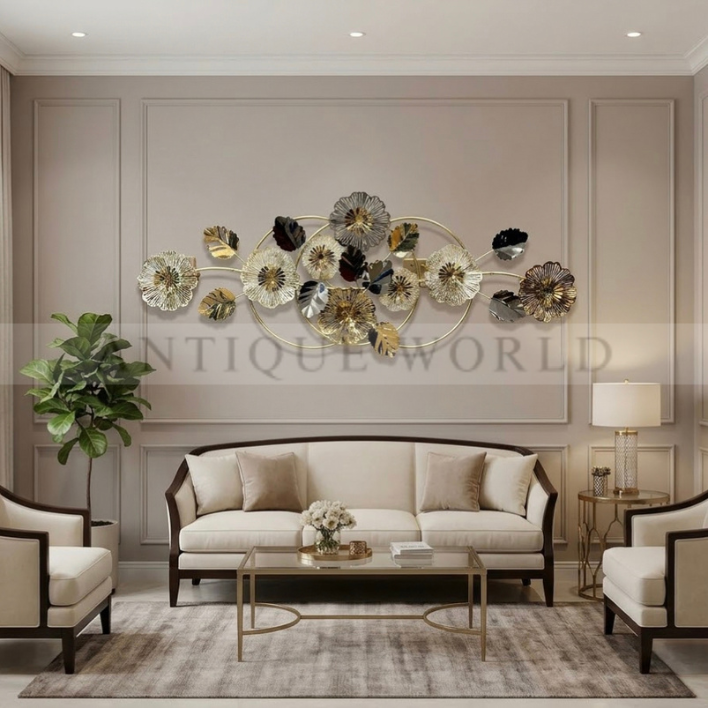 Golden Bloom Harmony Elegance Metal Wall Art