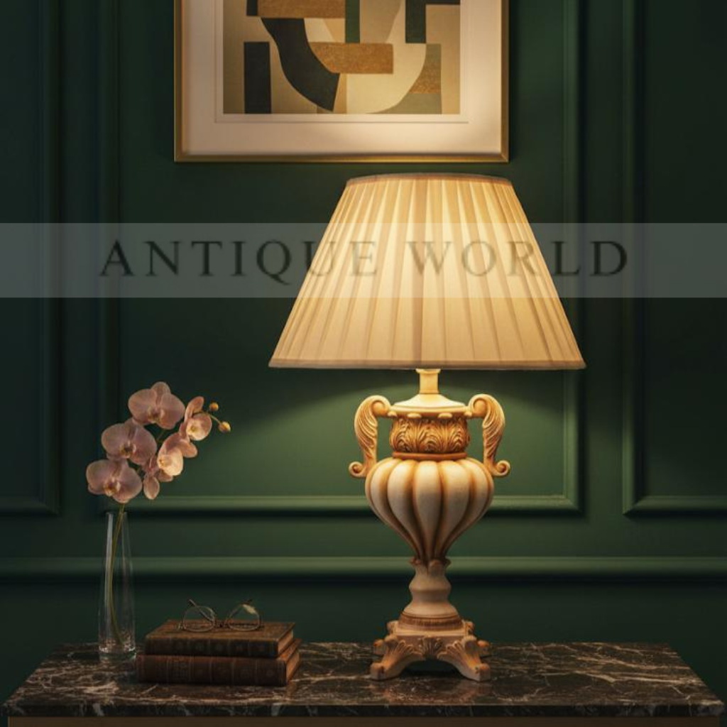 Medieval Golden-White Resin Table Lamp