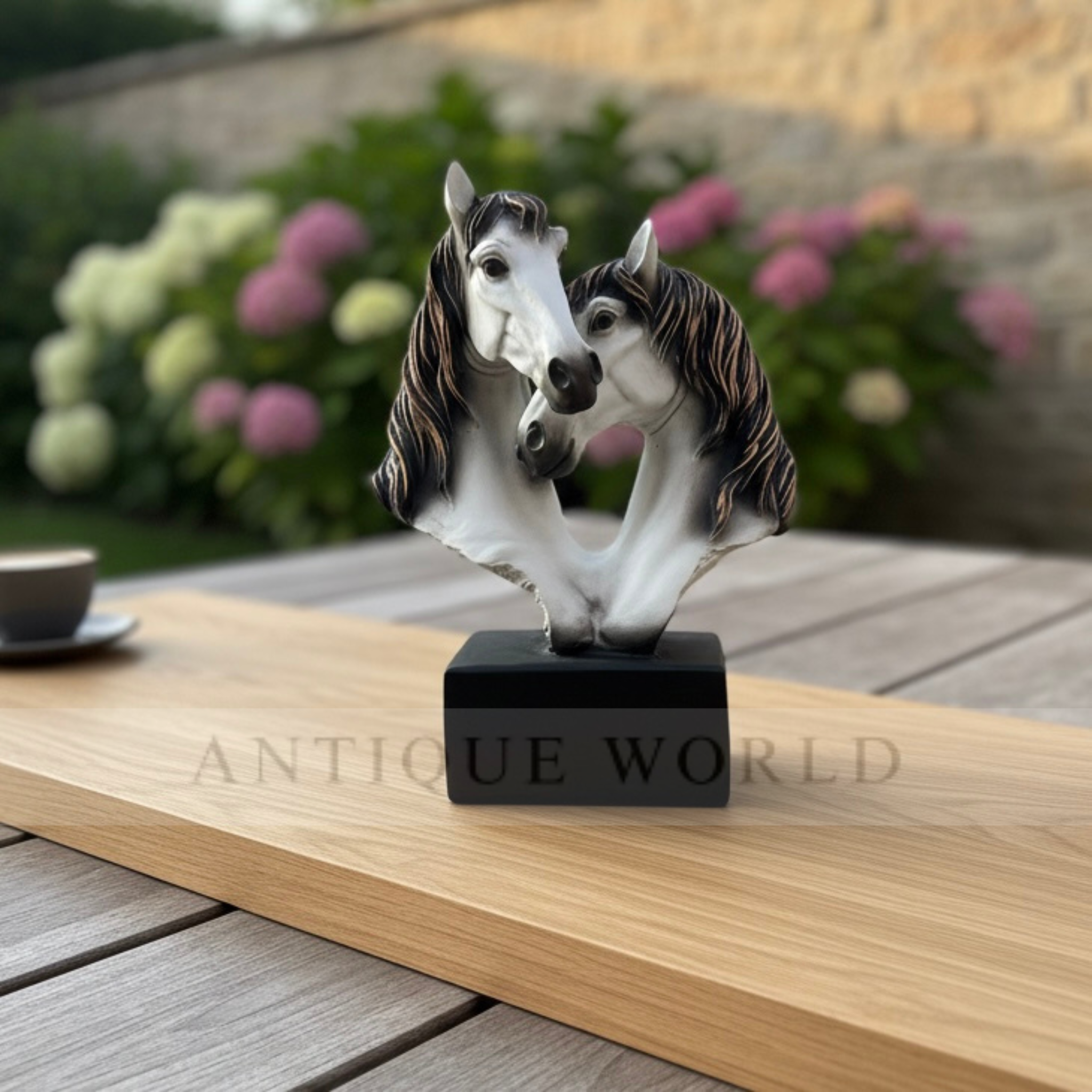 Premium Twin Horse Heart Sculpture