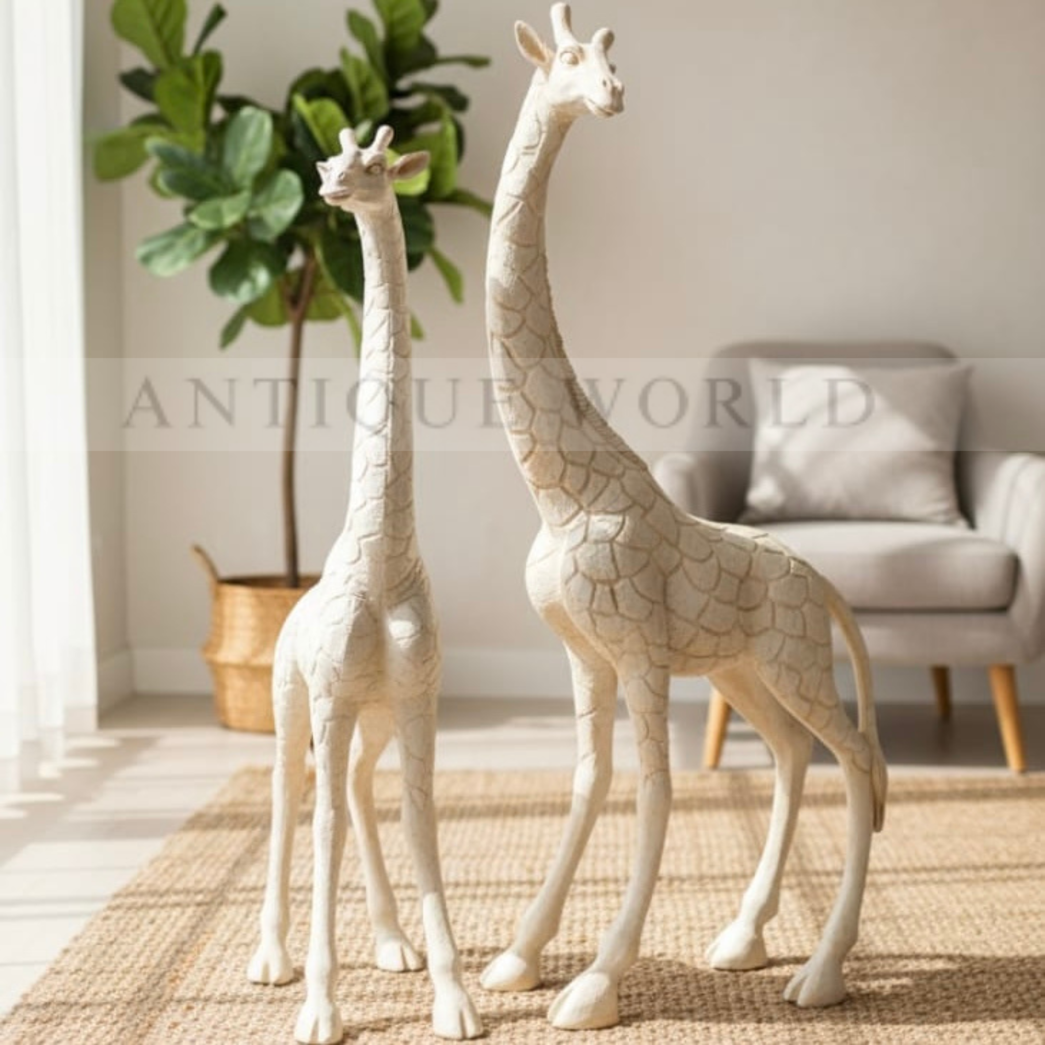 Serene Giraffe Sculptures ( Set of 2 )