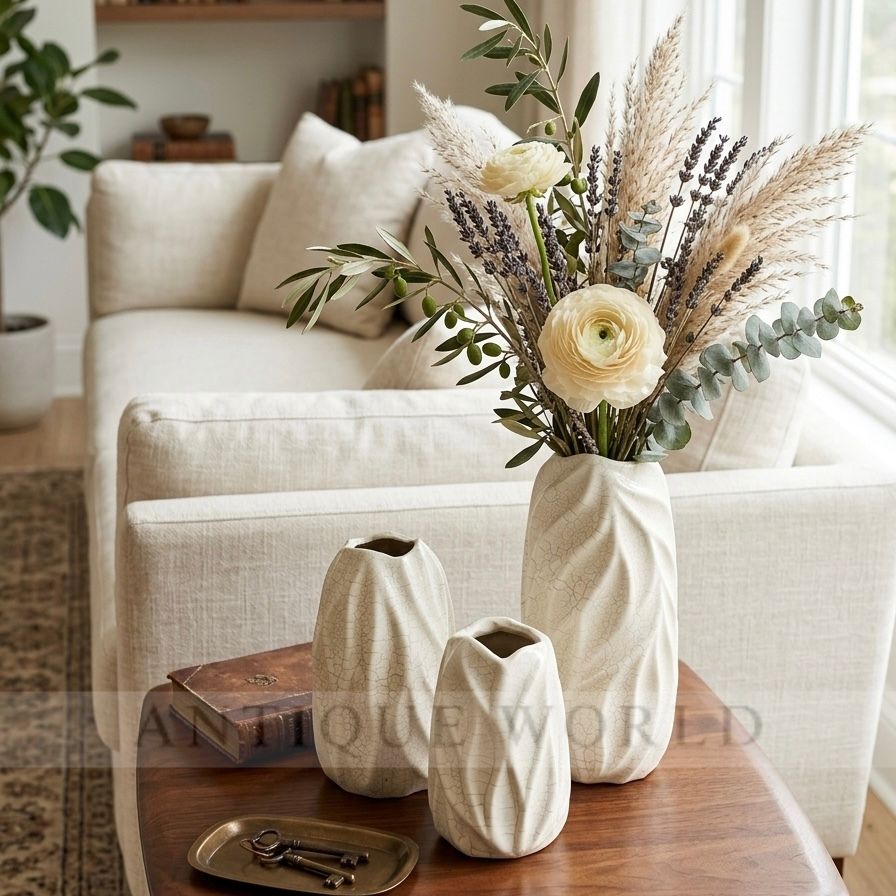 Textured Ceramic Vase ( Set of 3pc )