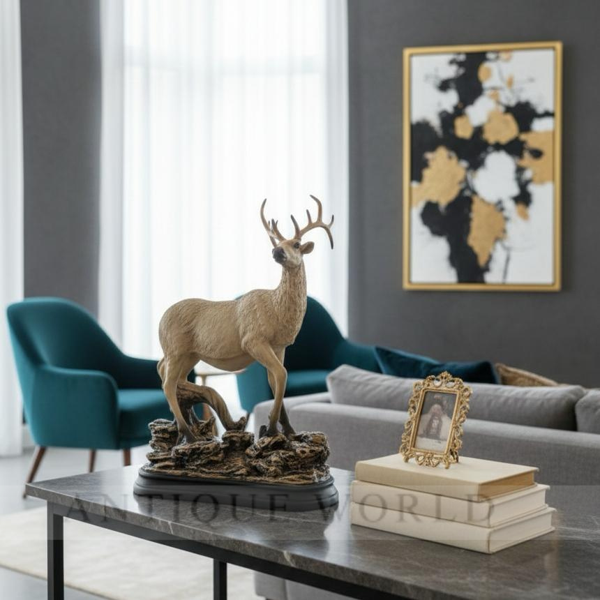 Majestic Standing Stag on Rocky Terrain