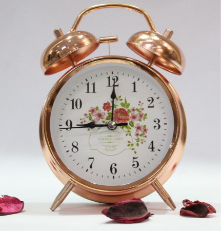 Floral Dial Metal Alarm Clock