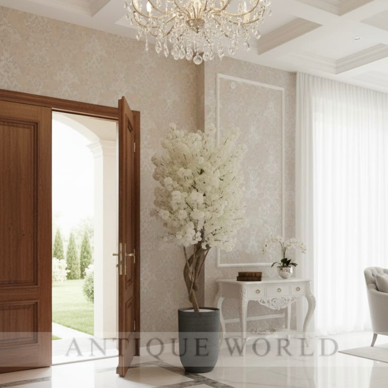 Faux White Cherry Blossom Tree in Modern Planter