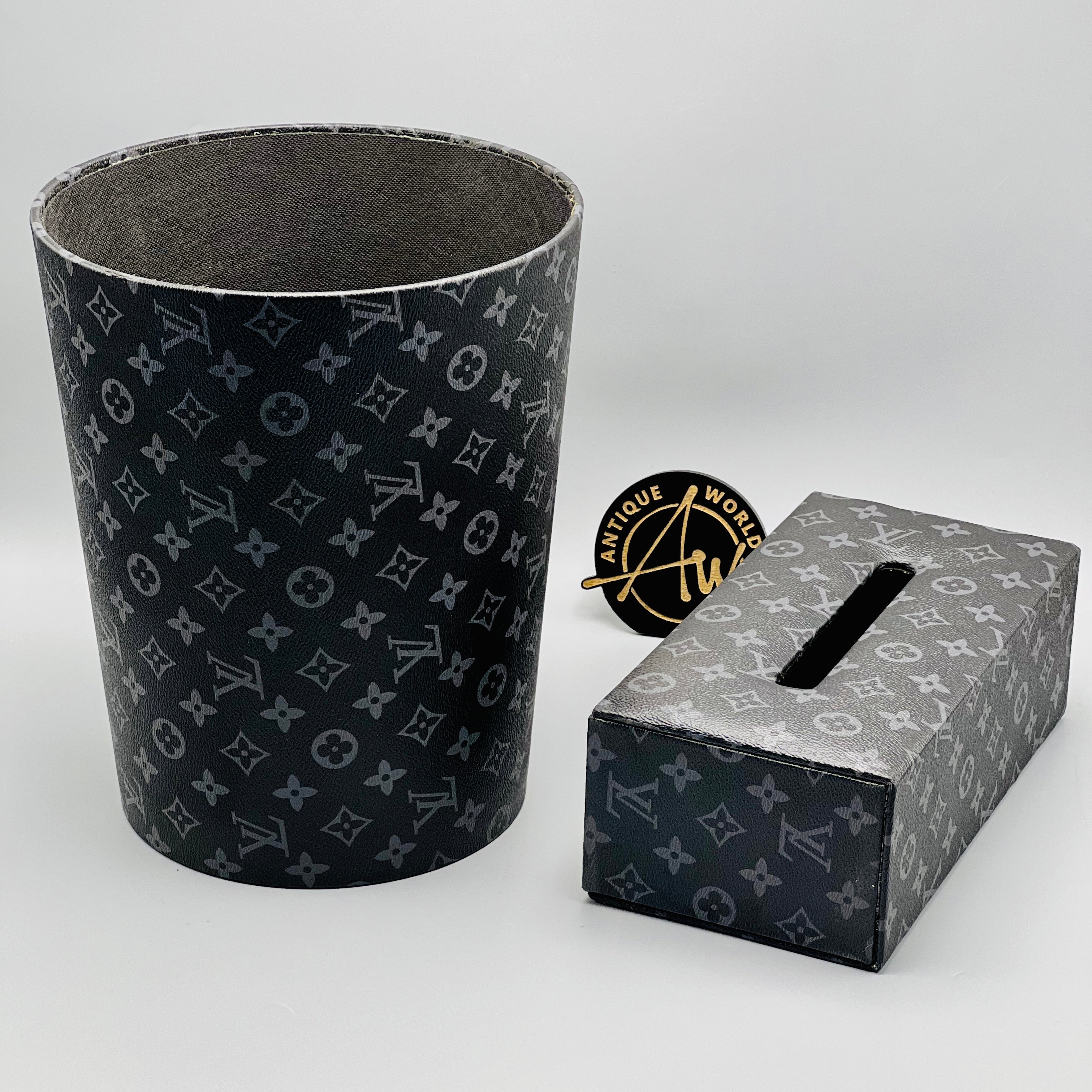 Louis  Vuitton Monogram Round Basket and Tissue Box Set