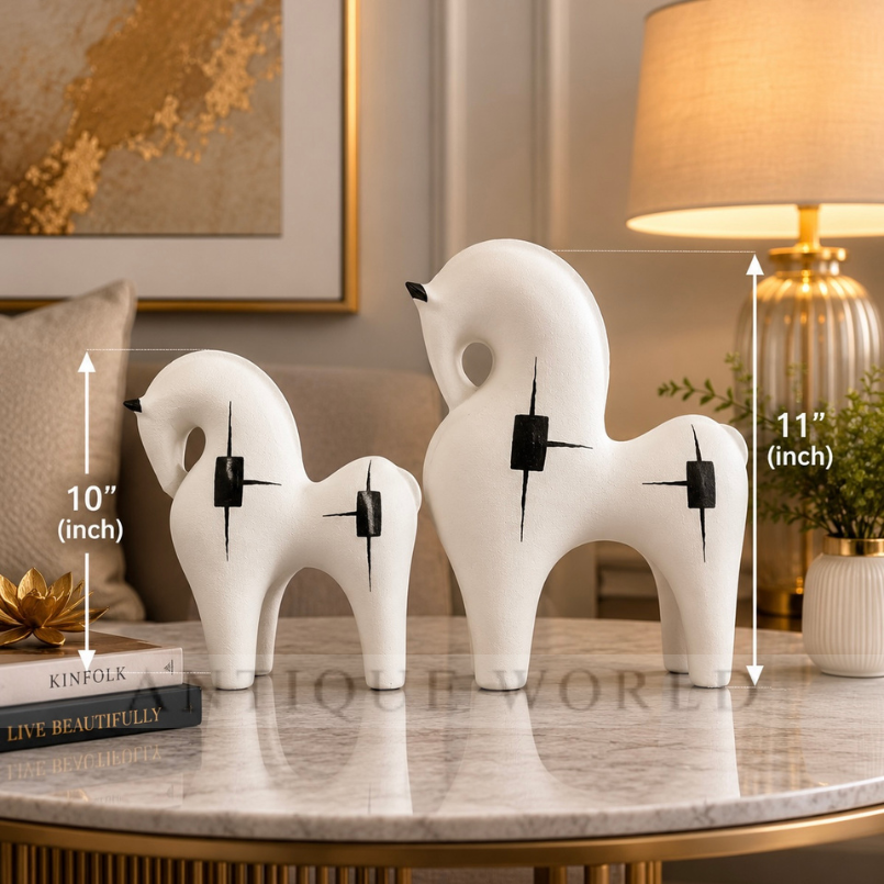 Abstract Black Horse Figurines (Set of 2 )