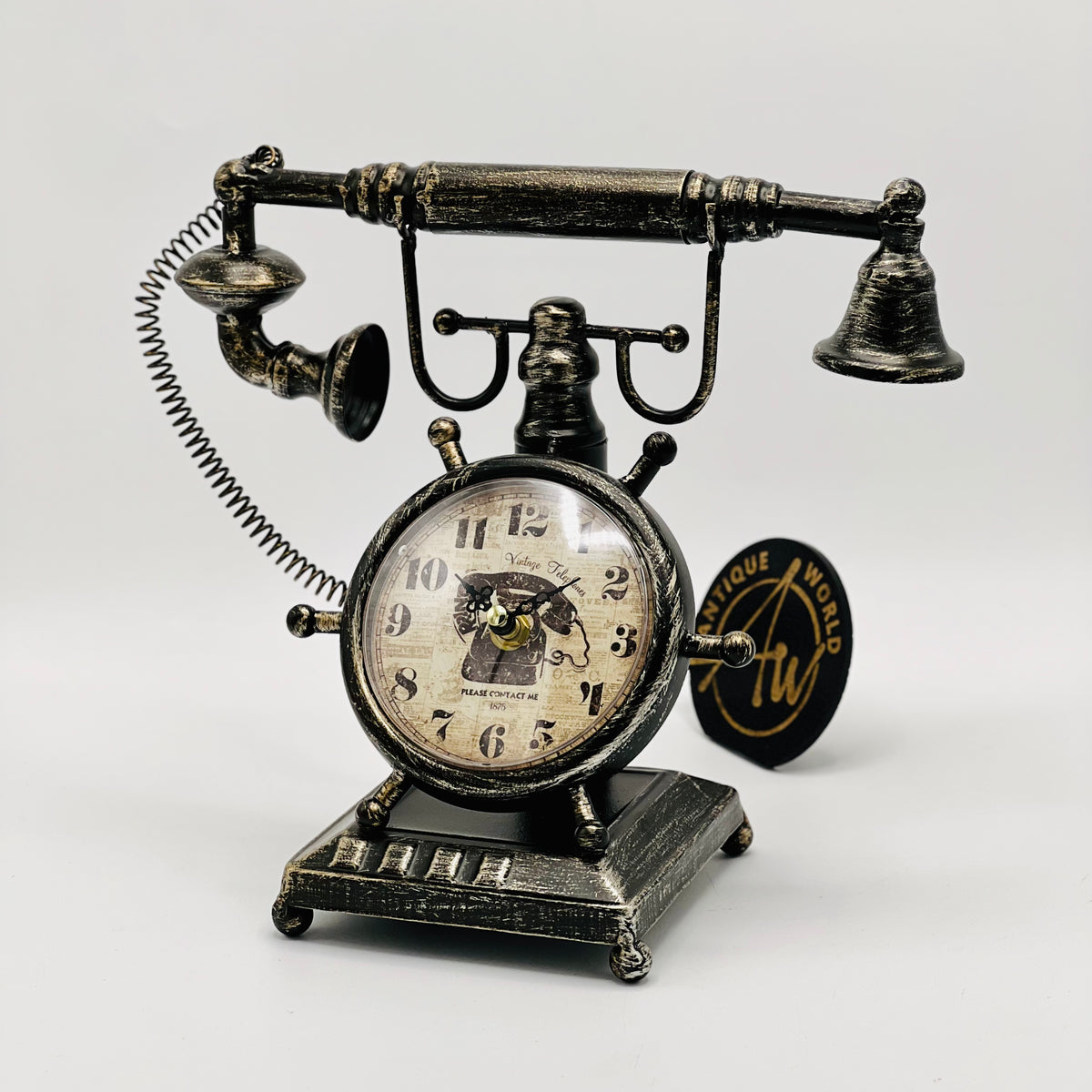 Antique Metallic Telephone Clock