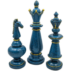 Antique Blue Onyx Chess Ornaments (Set Of 3)