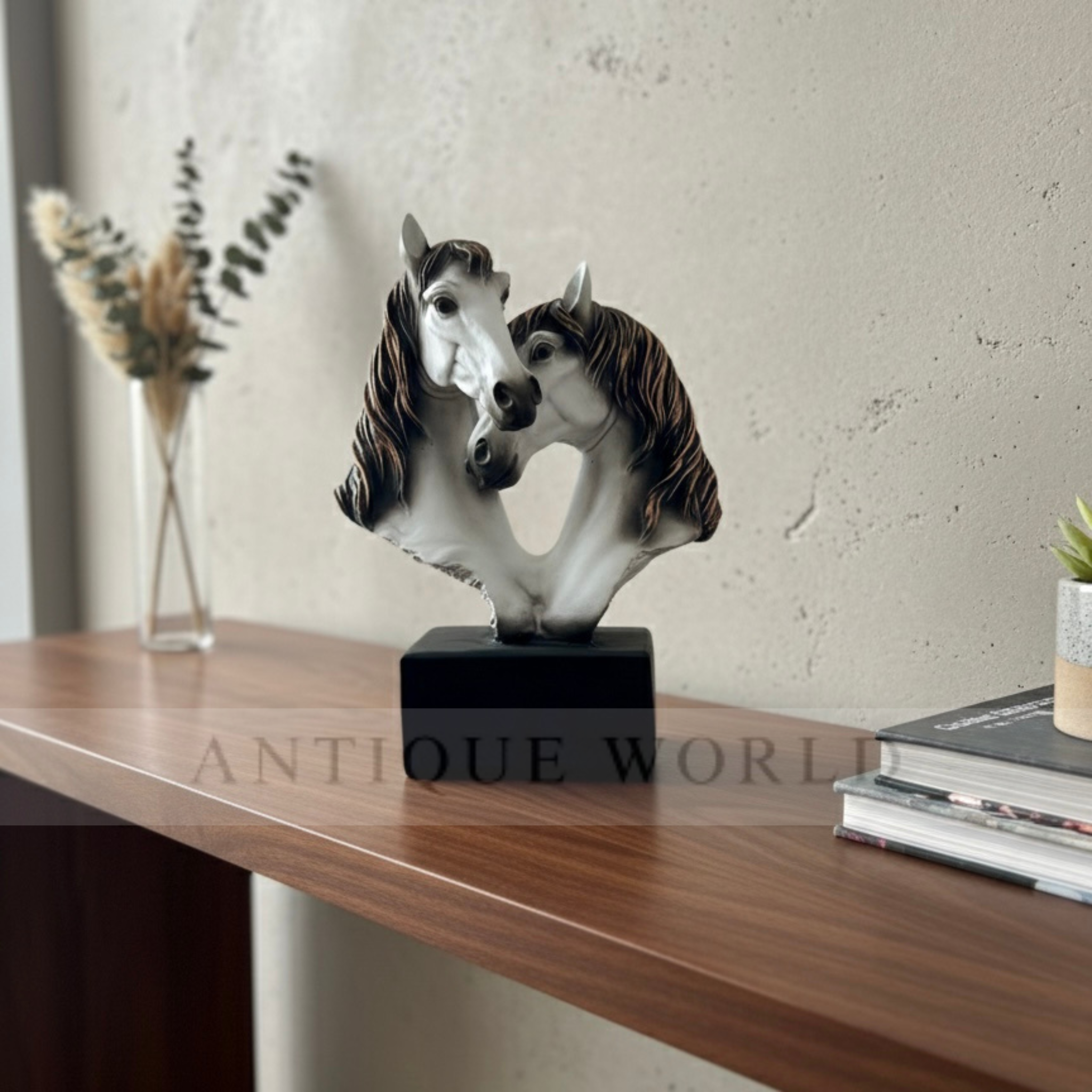 Premium Twin Horse Heart Sculpture