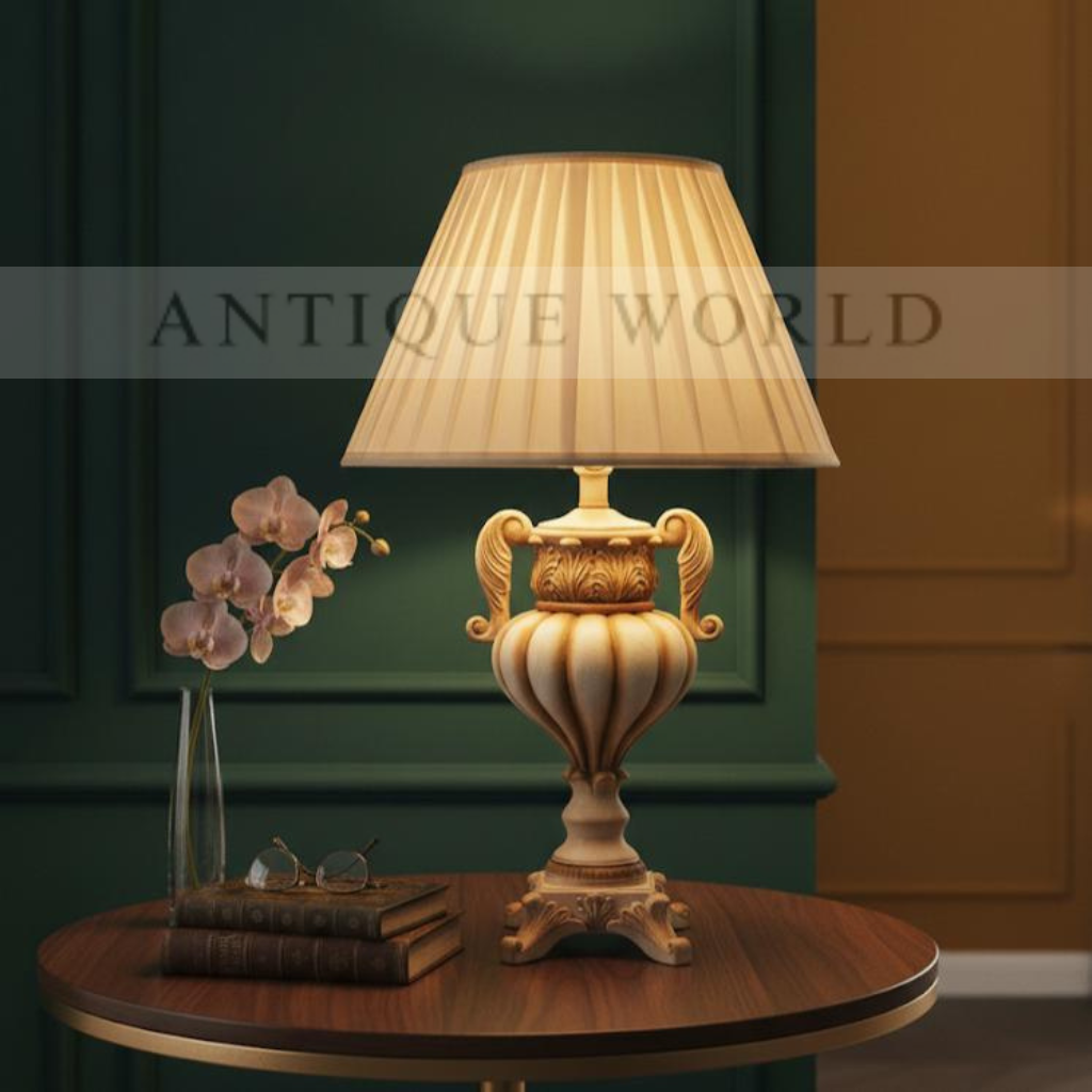 Medieval Golden-White Resin Table Lamp