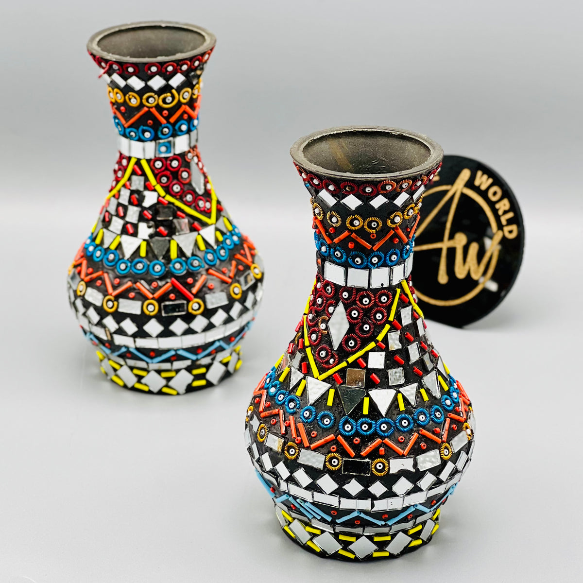 Shisha Moti Craft Vase( Set Of 2)
