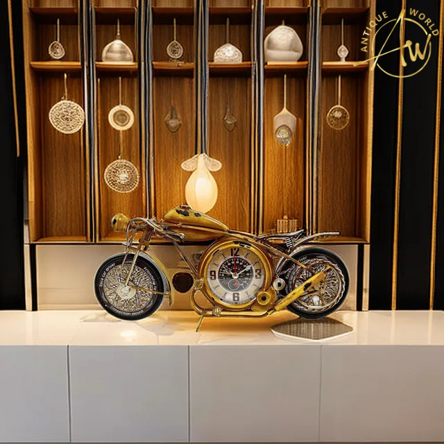 Retro Metal Motorcycle Table Clock