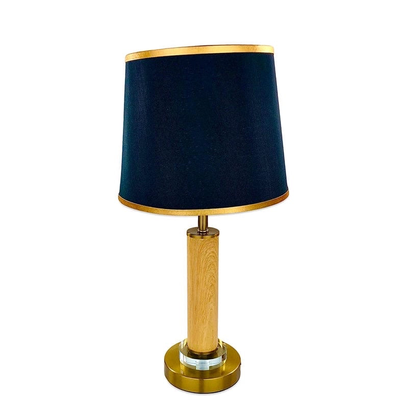 Wooden Texture & Gold Brass Table Lamp