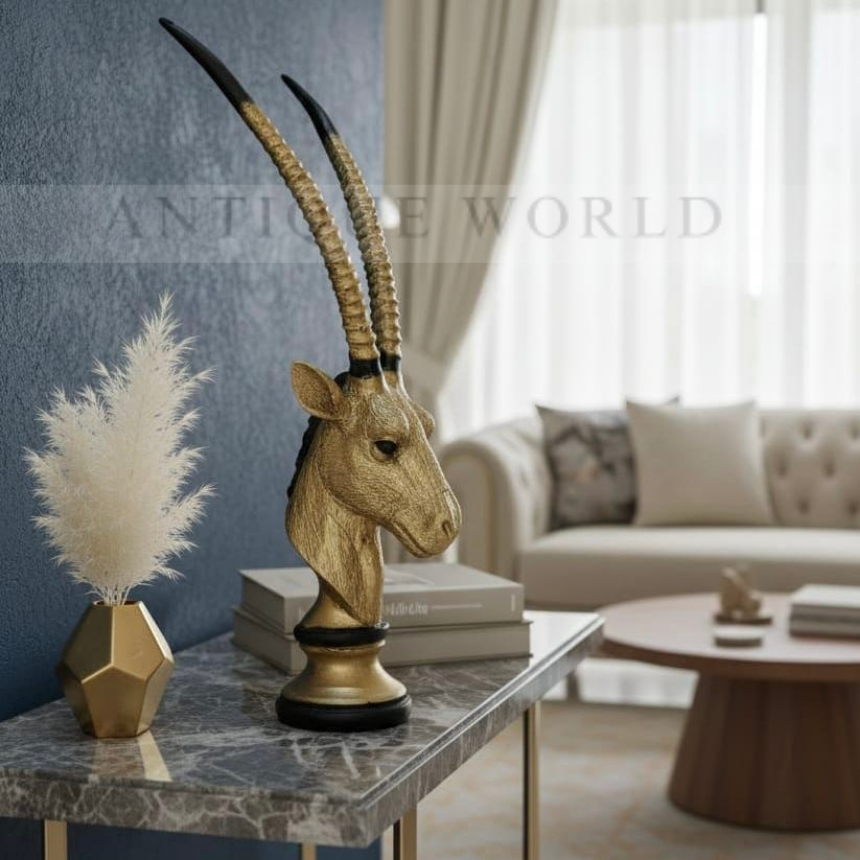 Modern Golden Antelope Horns Sculpture